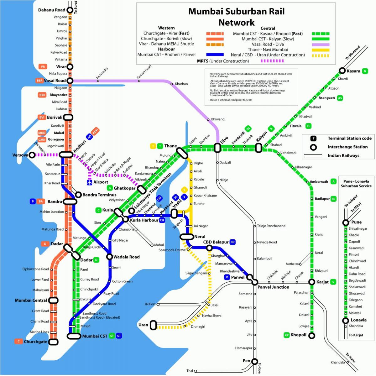 Mumbai harbour line mapy
