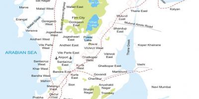 Bombaji předměstí mapa