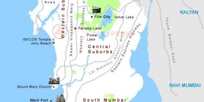 Bombay mapa města, turistické