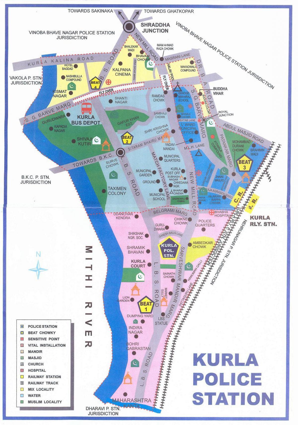 mapa Bombaji Kurla
