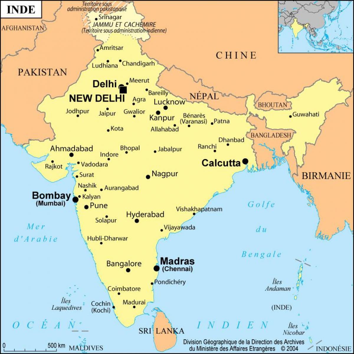 mapa Bombaji indie