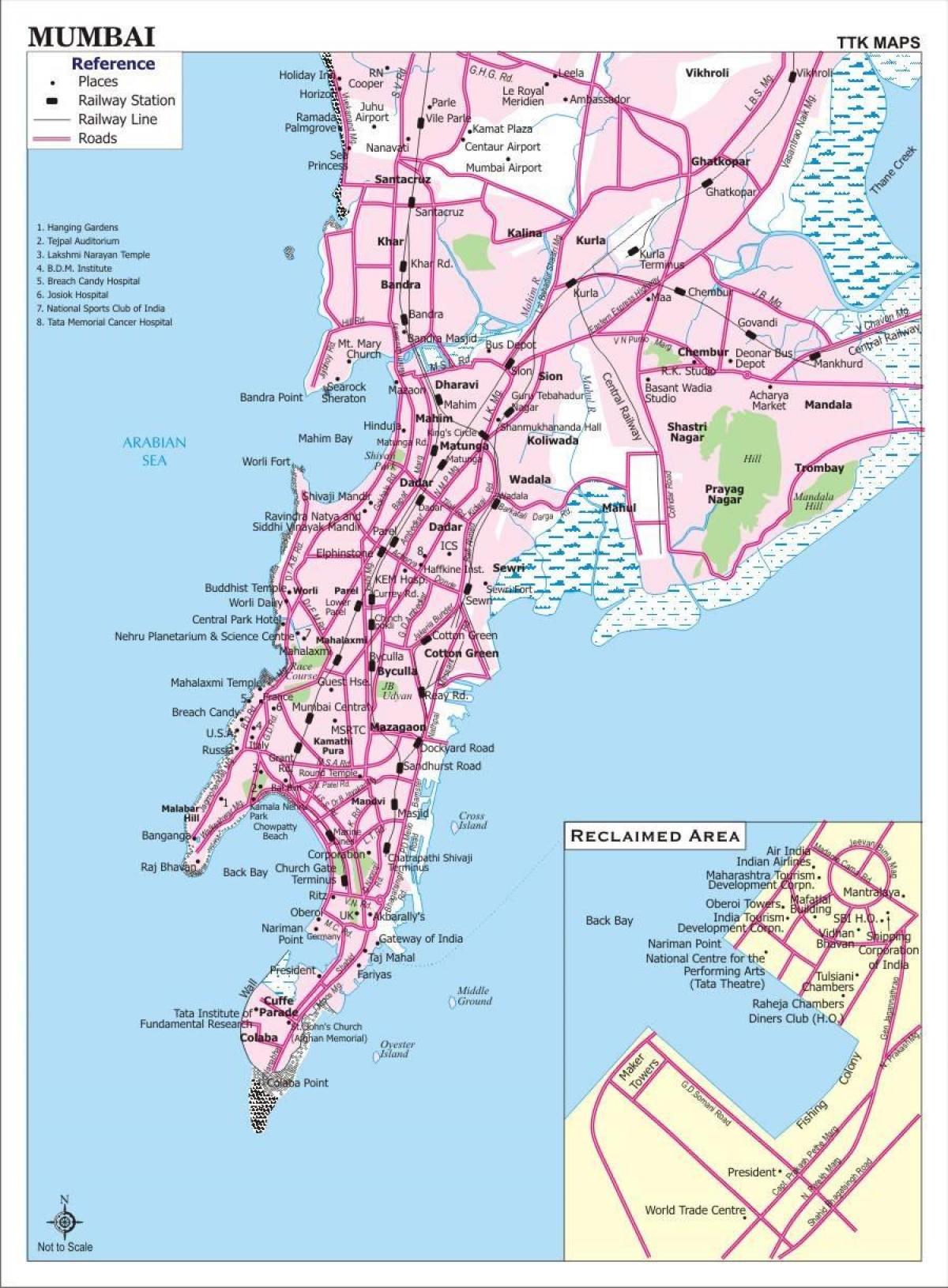 mapa Bombaje města