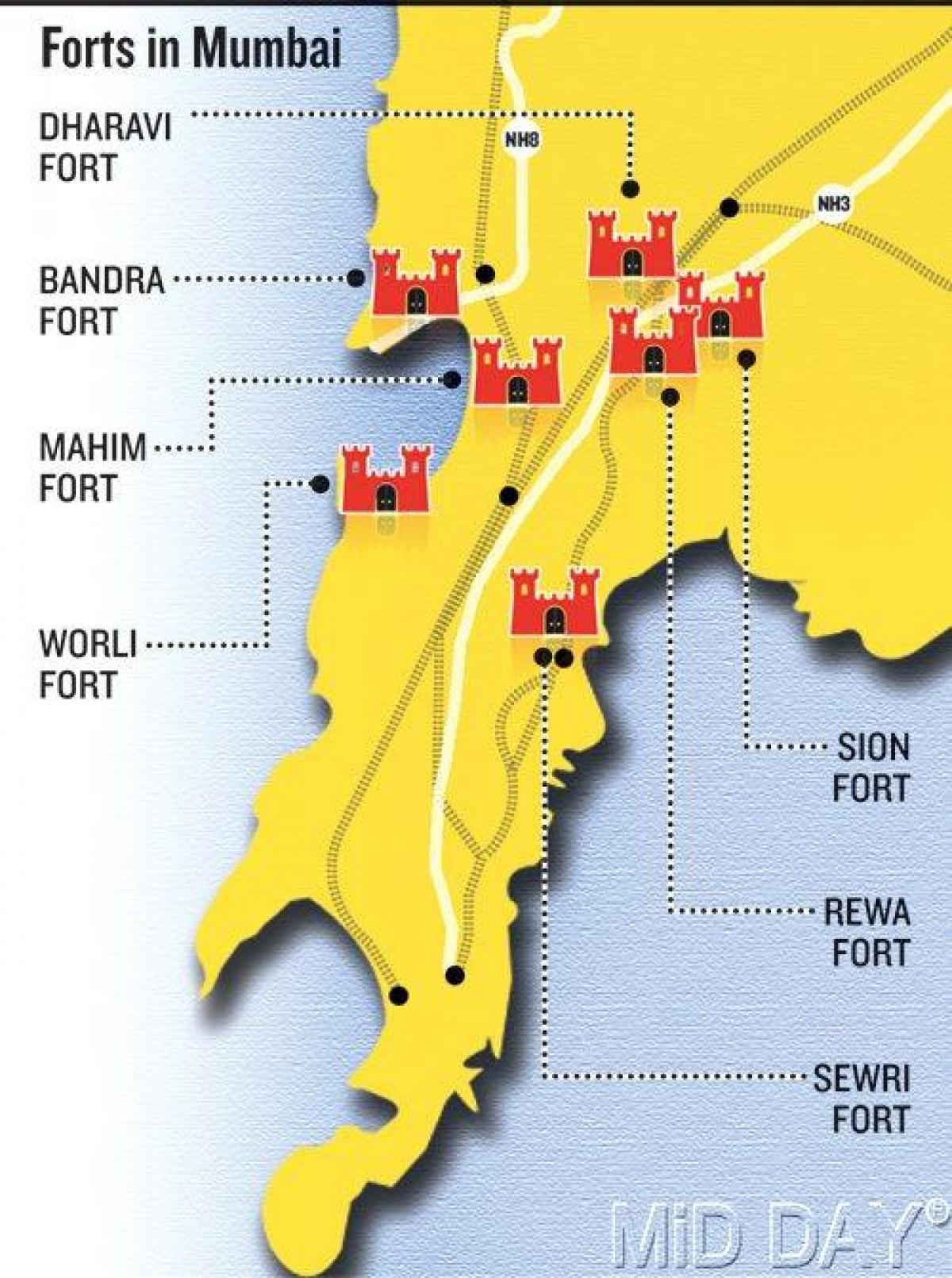 Fort Mumbai mapa oblasti