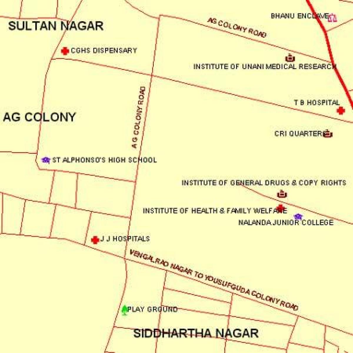 JJ Nemocnice Mumbai mapa