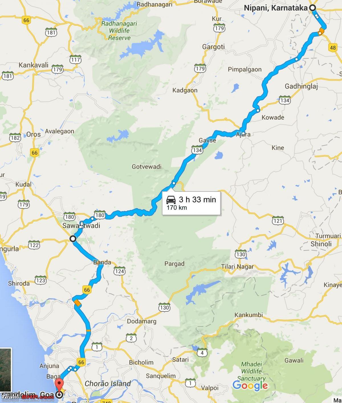Mumbai do goa dálnici mapě
