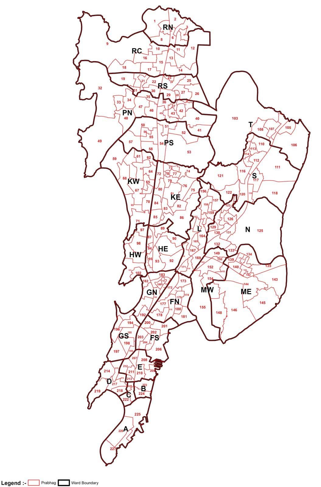 oddělení mapa Mumbai