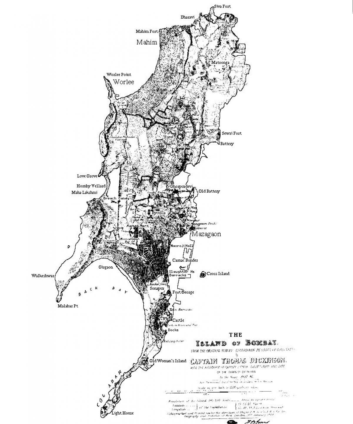 mapa Bombaj ostrov