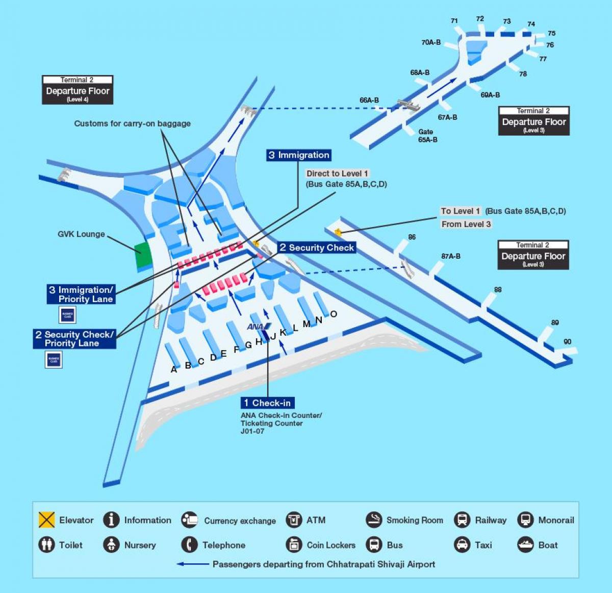 Mumbai mezinárodní letiště terminál 2 mapa