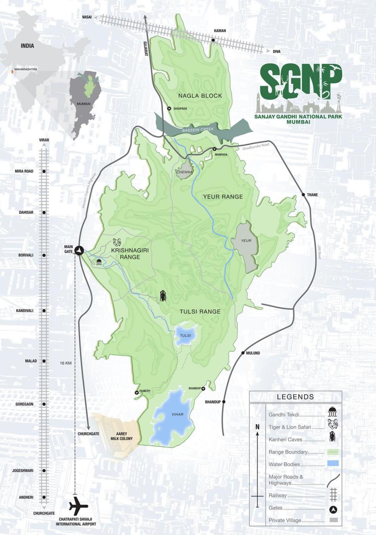 Borivali národní park mapa