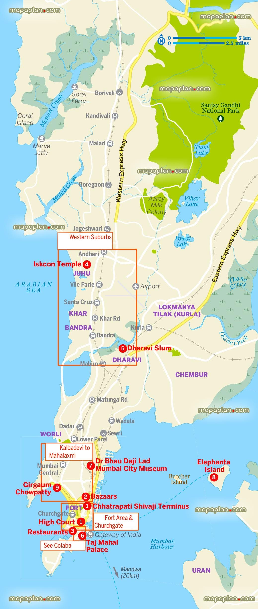 mapa větší Mumbai
