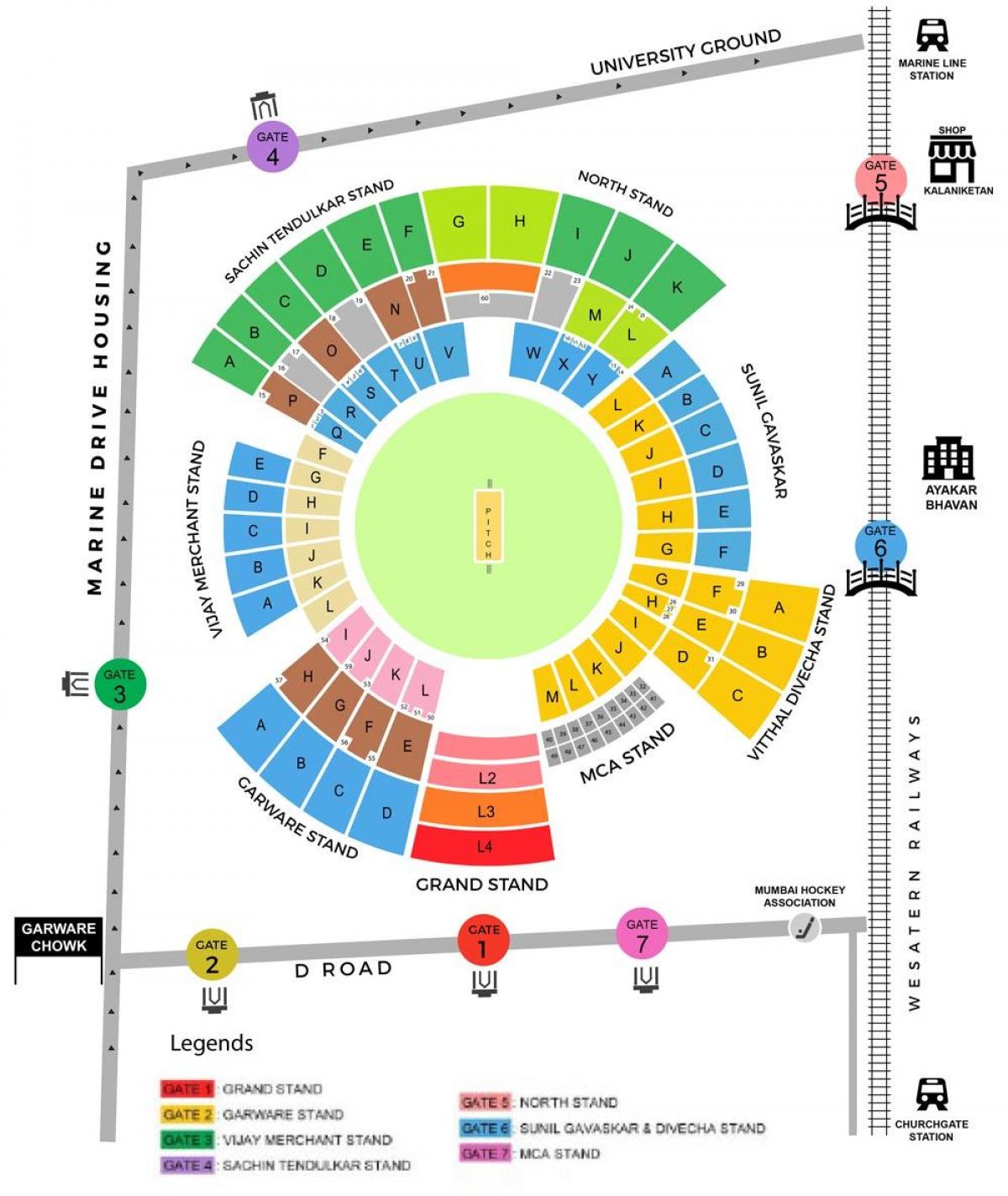 mapa Wankhede stadium