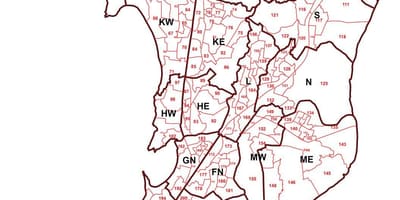 Oddělení mapa Mumbai